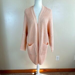 Mirol Acrylic Open Front Long Business Casual Knit Sweater Cardigan Size L